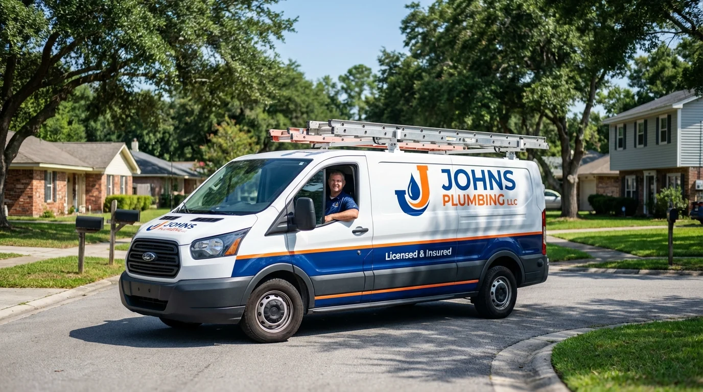 Johns Plumbing LLC service van in Norristown, PA