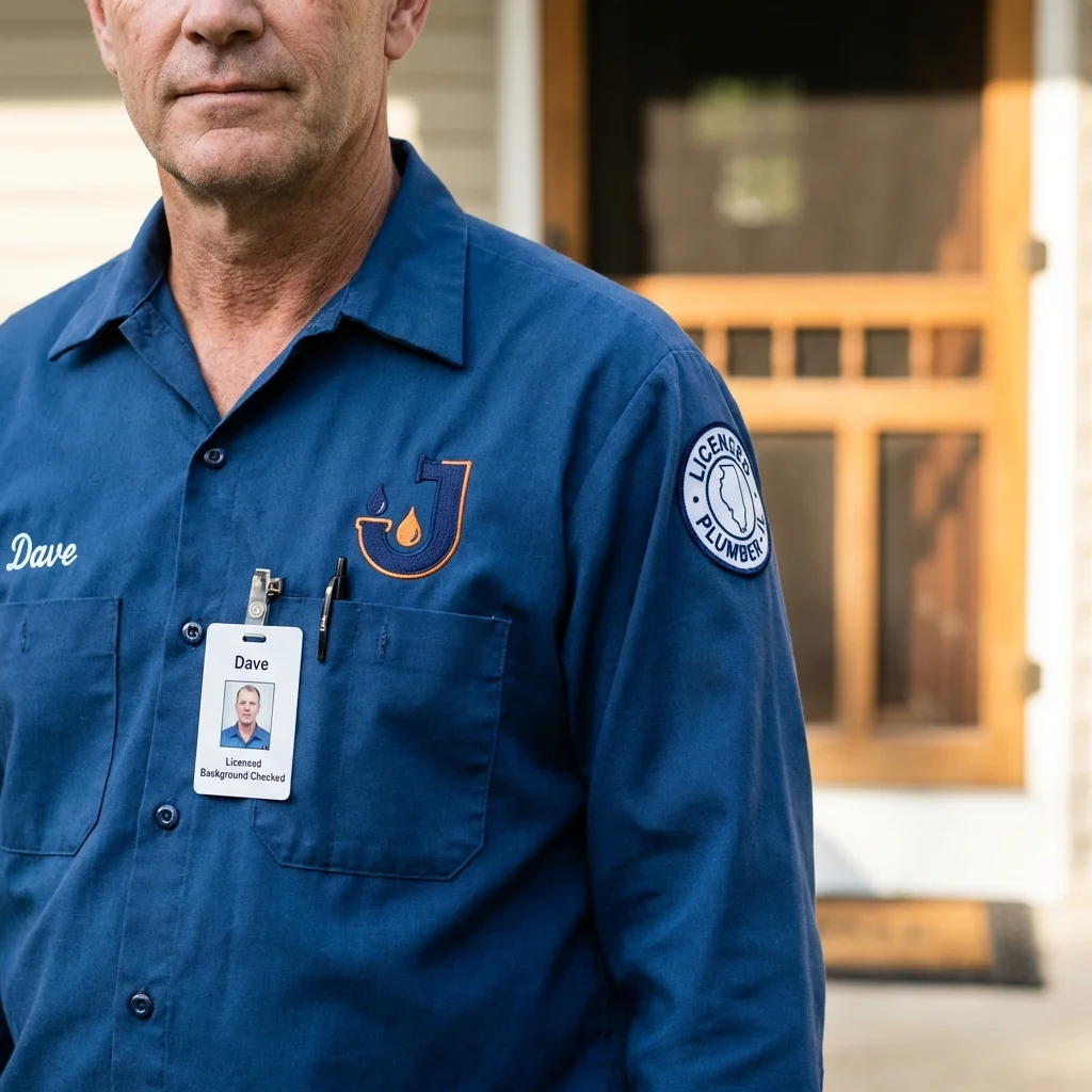Licensed plumber showing ID badge in Norristown, PA
