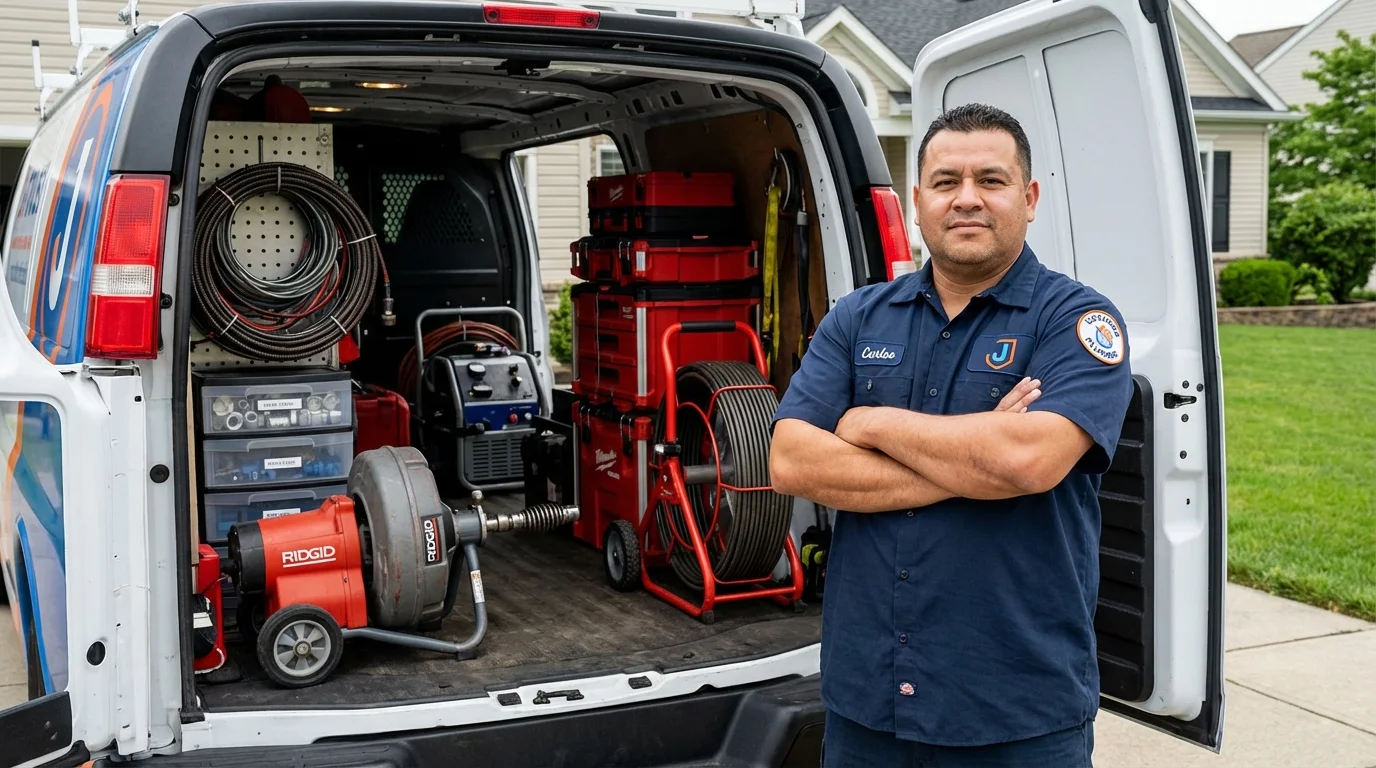 Professional drain cleaning equipment and Johns Plumbing LLC plumber in Norristown