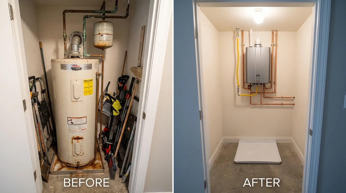 Tank water heater versus wall-mounted tankless unit comparison for Norristown, PA homeowners